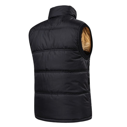 Gilet da uomo con fodera in teddy, collo alto, invernale, caldo e casual