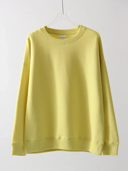 Felpa unisex oversize a maniche lunghe con scollo rotondo, tinta unita