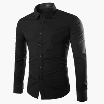 Męska koszula biznesowo-casualowa – Elegancka koszula z długim rękawem, slim fit, uniwersalna do biura i na co dzień
