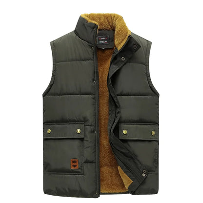 Gilet da uomo con fodera in teddy, collo alto, invernale, caldo e casual