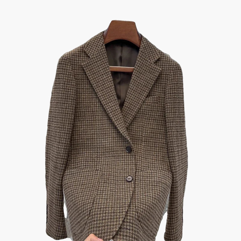 Herre rutete dressjakke klassisk fritids- og businessblazer – elegant stil til hverdag og kontor