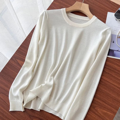 Unisex Langarm Pullover Rundhalsausschnitt Feinstrick Basic Sweater