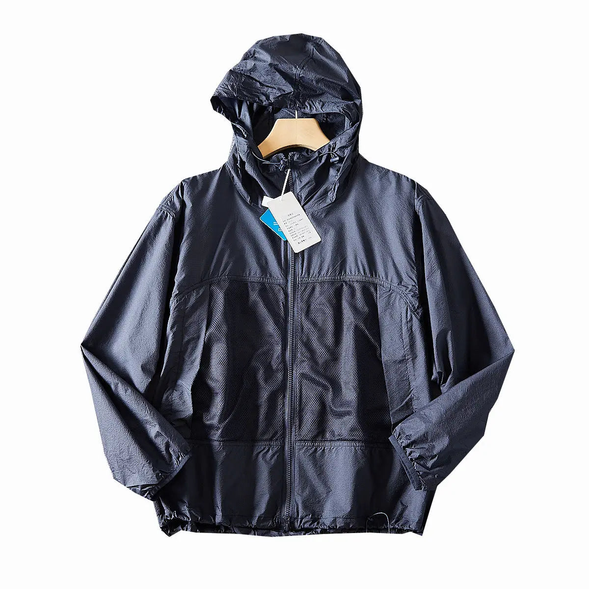 Giacca leggera unisex con cappuccio, windbreaker e inserti in mesh