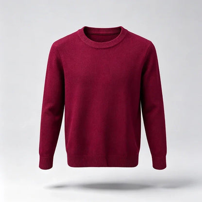 Pullover unisex a maniche lunghe, girocollo, in maglia fine con polsini a coste