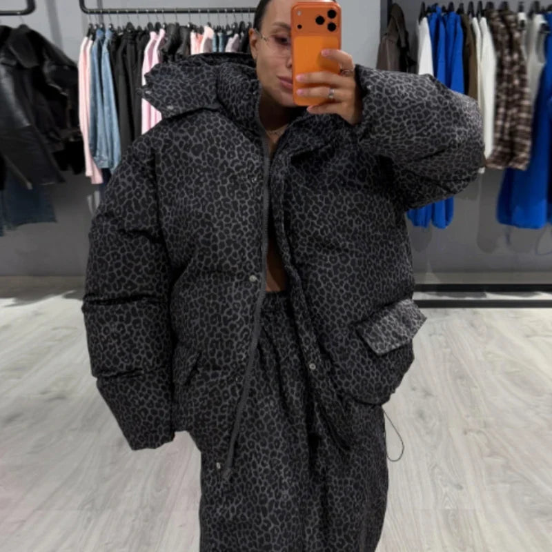 Veste matelassée oversize pour femme à motifs