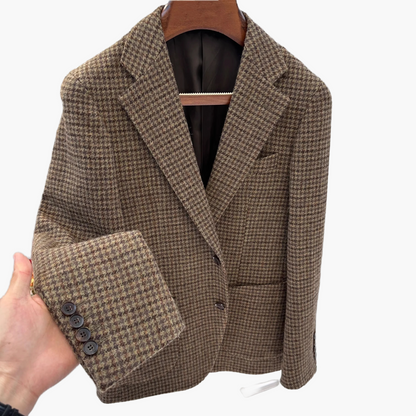 Herre rutete dressjakke klassisk fritids- og businessblazer – elegant stil til hverdag og kontor