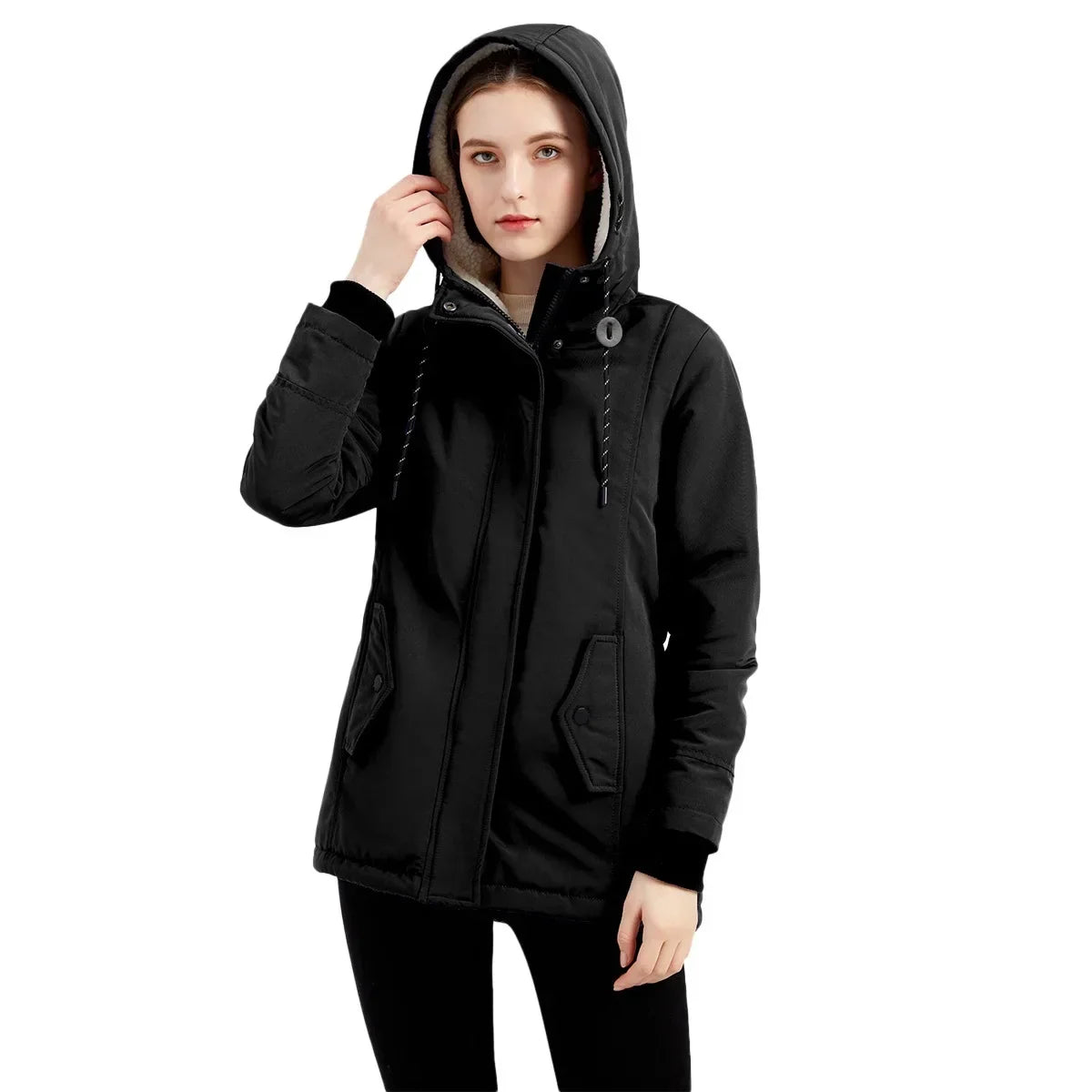 Veste d'hiver pour femme avec capuche – Parka cintrée pour le quotidien et l'extérieur