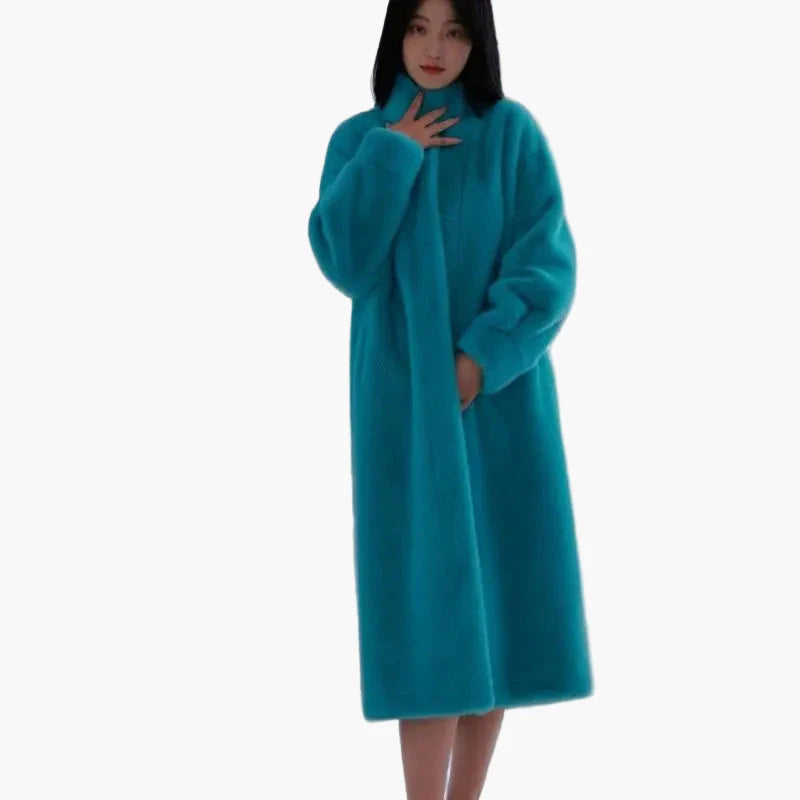 Damen Langer Flauschiger Wintermantel – Eleganter Komfort für kalte Tage