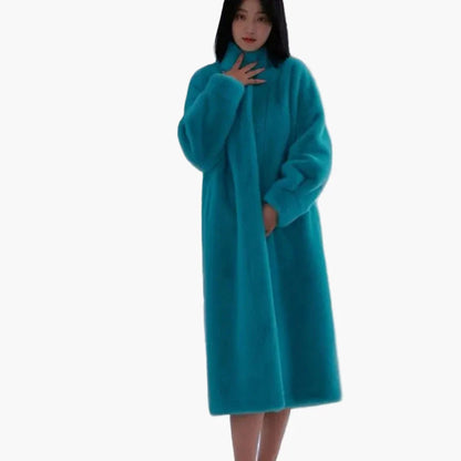 Damen Langer Flauschiger Wintermantel – Eleganter Komfort für kalte Tage
