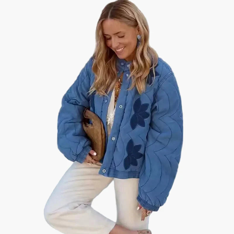 Chaqueta acolchada de mujer con estampado floral – Chaqueta de transición a la moda estilo boho para el día a día y tiempo libre