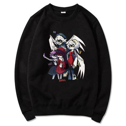 Sudadera unisex con capucha, estampado de personajes y bolsillo canguro