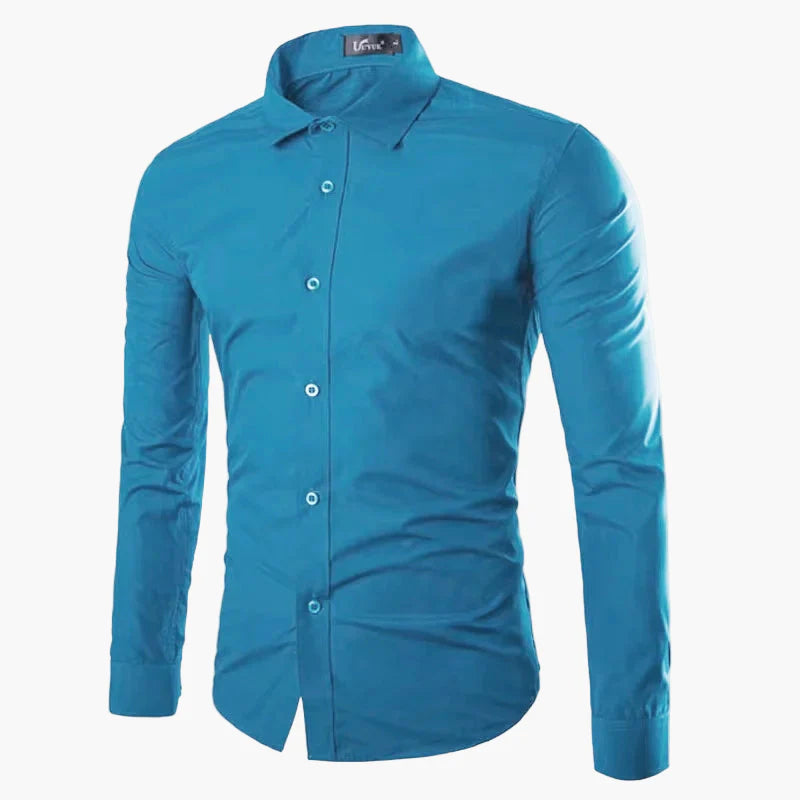 Męska koszula biznesowo-casualowa – Elegancka koszula z długim rękawem, slim fit, uniwersalna do biura i na co dzień