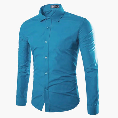 Męska koszula biznesowo-casualowa – Elegancka koszula z długim rękawem, slim fit, uniwersalna do biura i na co dzień