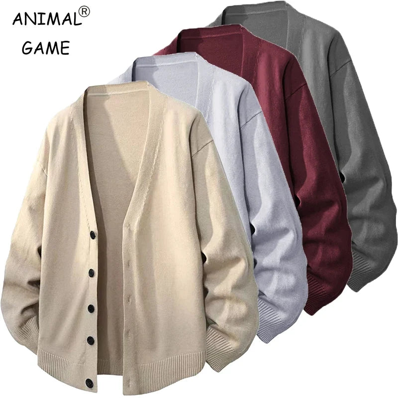 Cardigan da uomo, cardigan unisex con scollo a V, bottoni e polsini a coste, vestibilità oversize