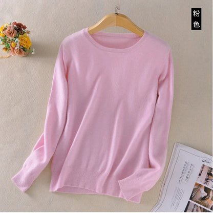 Pullover basic da donna a girocollo, a maniche lunghe, in maglia