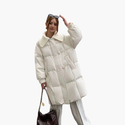 Dam vinter quiltad kappa med stor krage – elegant oversize kappa för fritid & vardag
