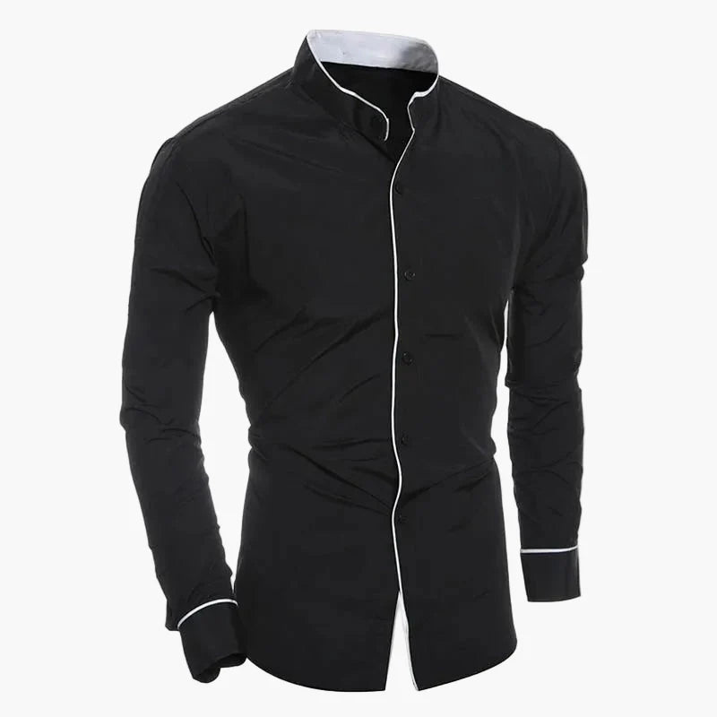 Chemise homme slim fit col montant – Design moderne pour affaires et loisirs