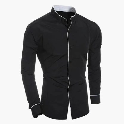 Chemise homme slim fit col montant – Design moderne pour affaires et loisirs