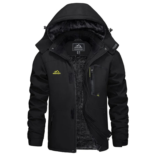 Herren Outdoor Jacke Winterjacke gefüttert mit Kapuze Winddicht Warm