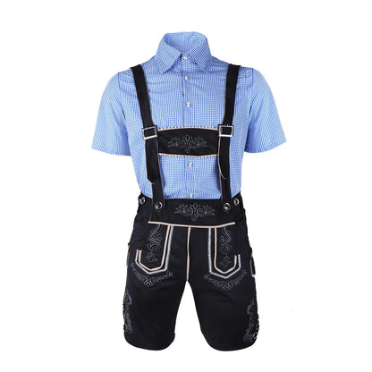 Herren Lederhosen Set Karohemd Hut Trachten Set Oktoberfest