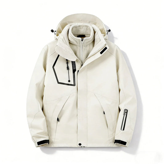 Unisex Winterjacke 3-in-1 Funktionsjacke mit Fleece Innenfutter Kapuze wasserabweisend