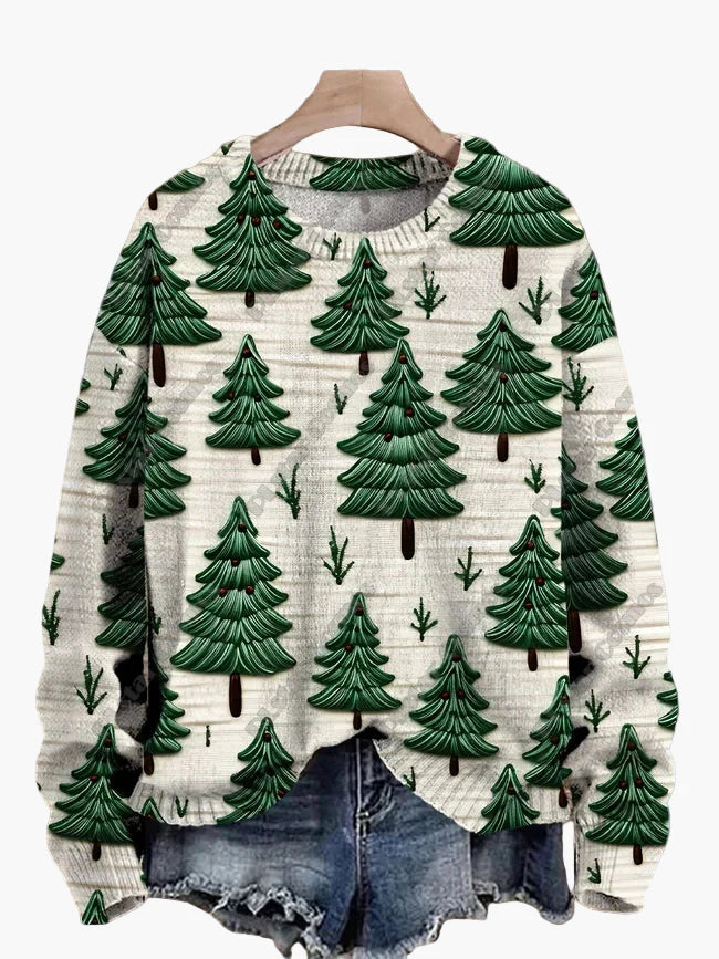 Dame Juletrøje med broderi – Sjovt festligt design, vinter og højtider
