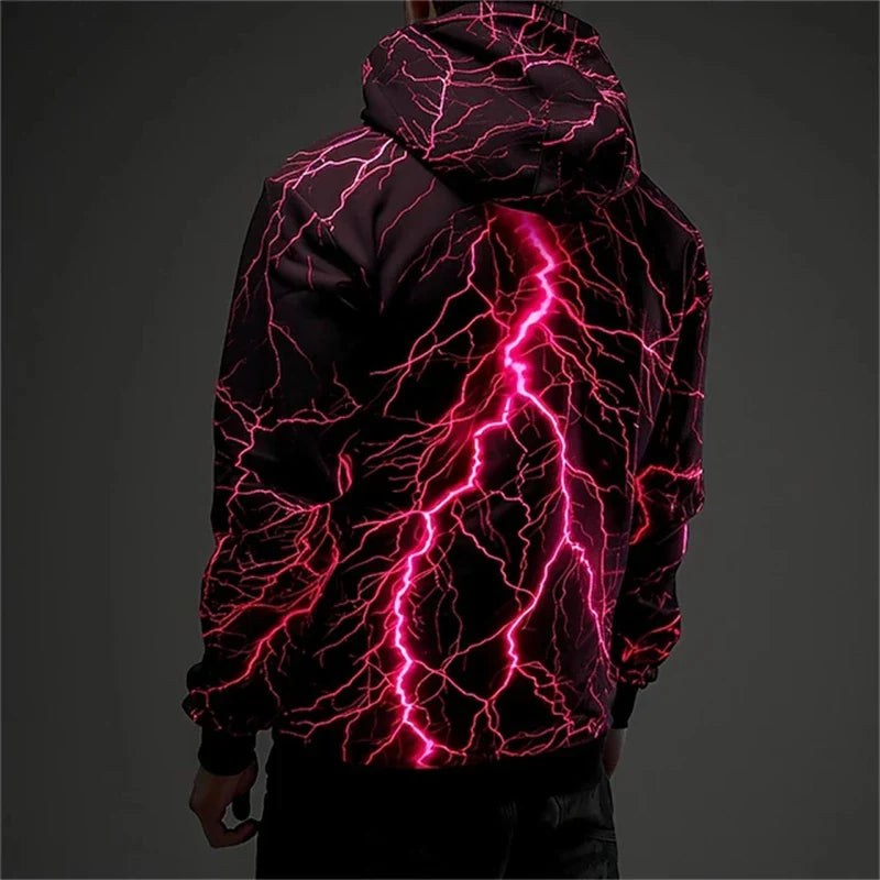 Hoodie mit Blitz-Grafik hinten Kapuzenpullover Leuchtendes Design