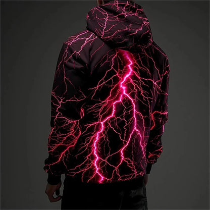Hoodie mit Blitz-Grafik hinten Kapuzenpullover Leuchtendes Design