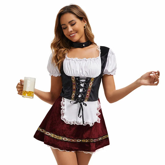 Damen Dirndl-Kostüm mit Schürze und Choker