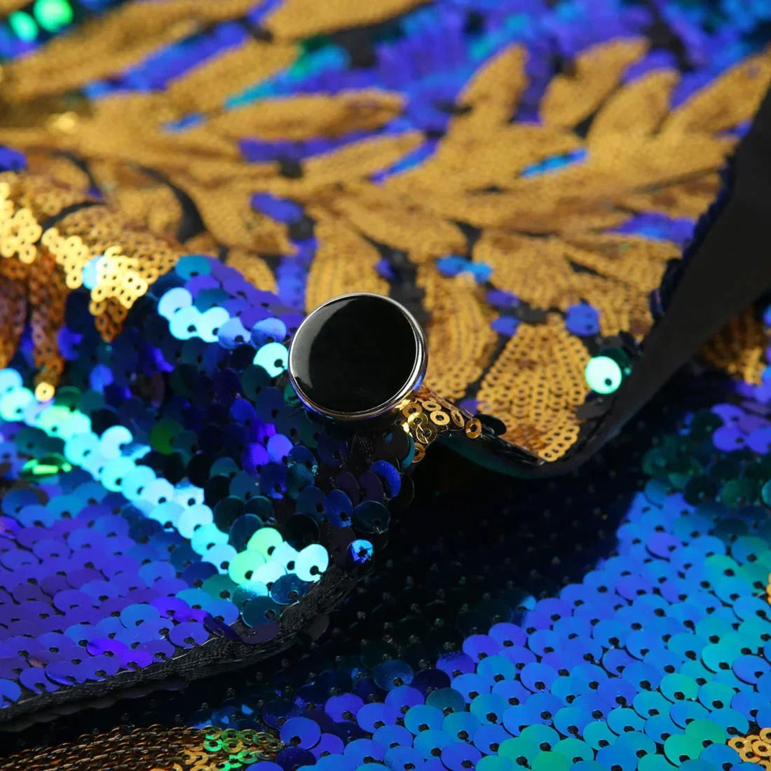 Giacca da uomo con paillettes e motivo a foglie – Elegante giacca per feste ed eventi