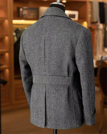 Herren Klassischer Doppelreihiger Blazer im Vintage-Stil – Eleganter Mantel für Business und Freizeit