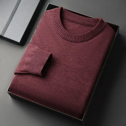 Unisex Basic Pullover Rundhals Langarm Strickpullover Einfarbig