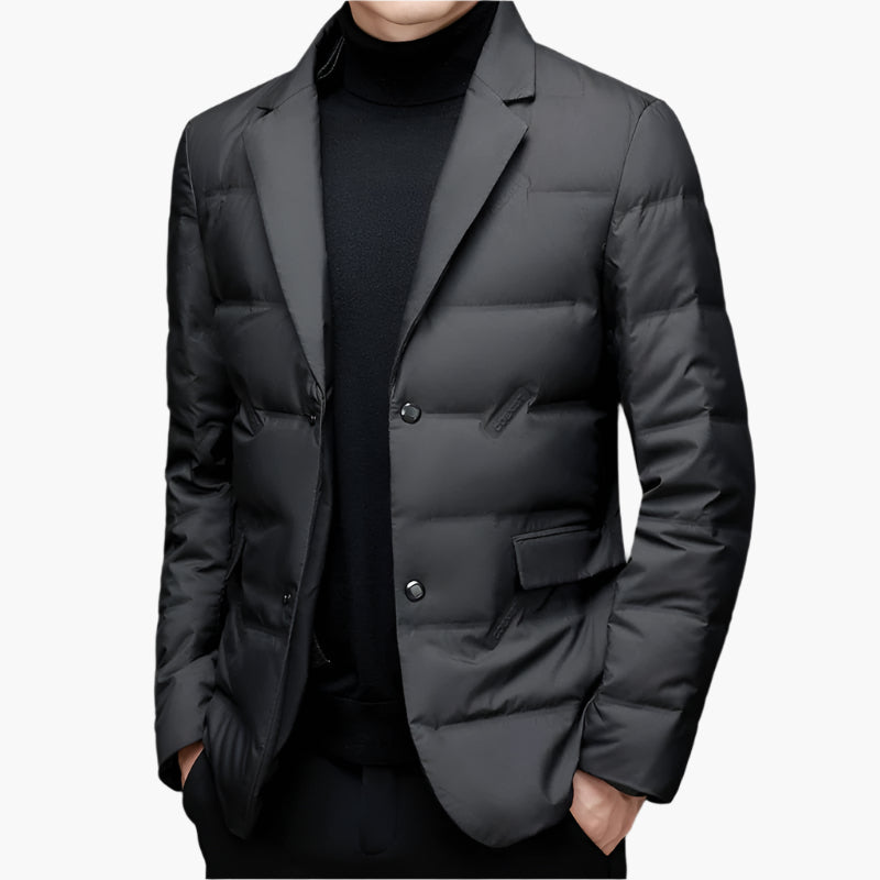 Heren doorgestikte blazer modern business casual winterjas – elegant & veelzijdig