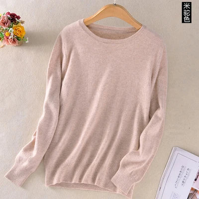 Pullover basic da donna a girocollo, a maniche lunghe, in maglia