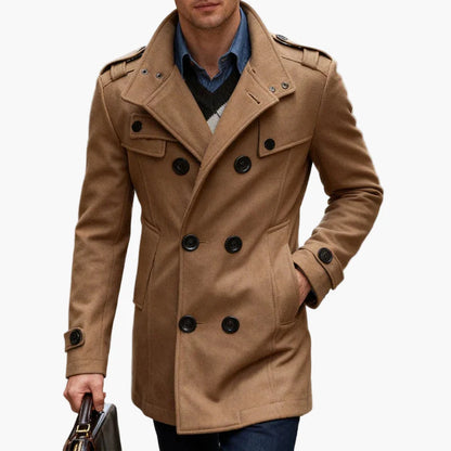 Heren dubbelrijige business mantel – Elegante winter peacoat voor kantoor & vrije tijd