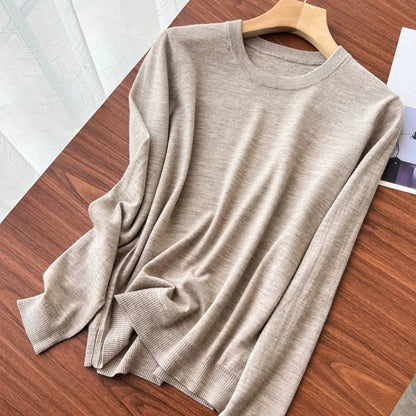 Unisex Langarm Pullover Rundhalsausschnitt Feinstrick Basic Sweater