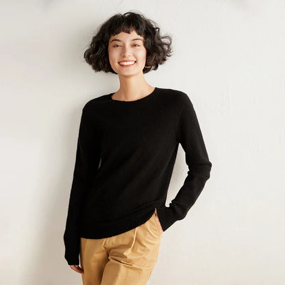 Pull femme col rond manches longues en maille
