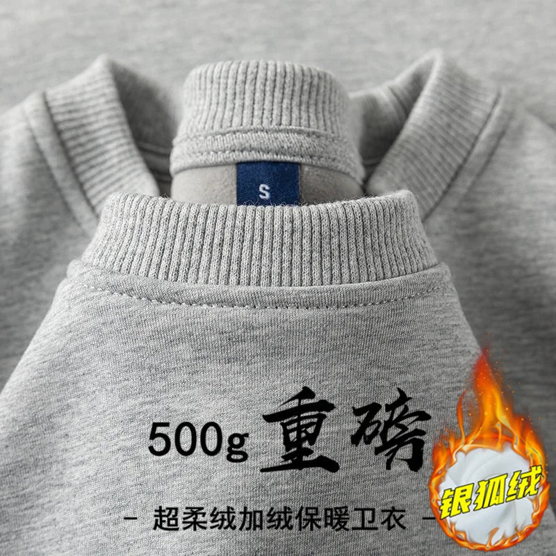 Unisex-sweatshirt med lange ærmer og rund hals, foret basic-overdel