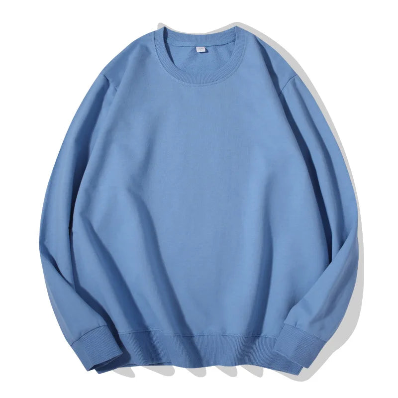 Sudadera unisex de manga larga con cuello redondo, colores lisos