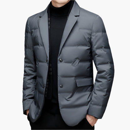 Heren doorgestikte blazer modern business casual winterjas – elegant & veelzijdig