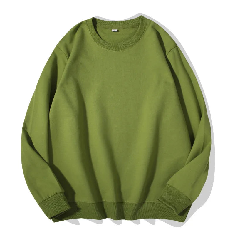 Sudadera unisex de manga larga con cuello redondo, colores lisos