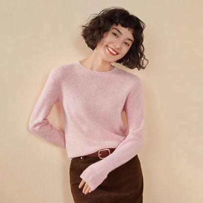 Pull femme col rond manches longues en maille