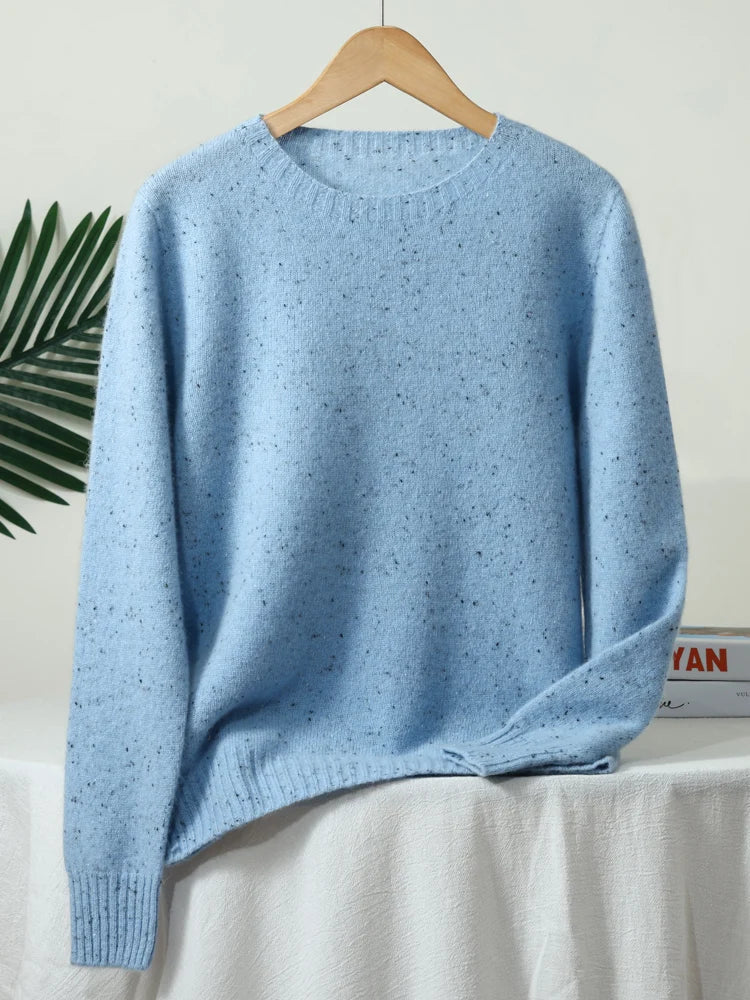 Maglione unisex a maniche lunghe con scollo rotondo e motivo mélange