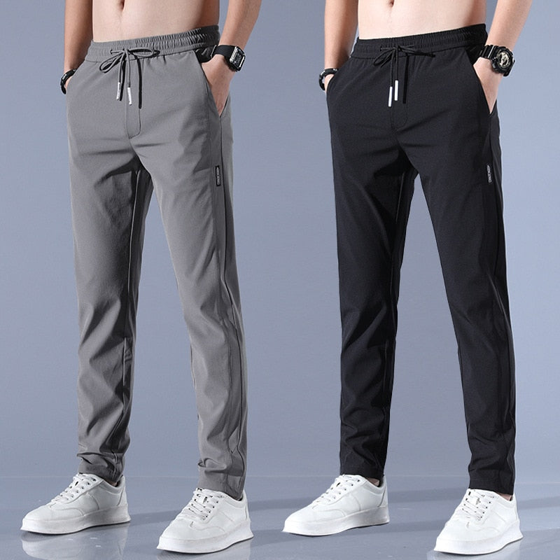 Herr Joggingbyxor slim fit – Sportiga fritidsbyxor med elastisk midja och dragsko