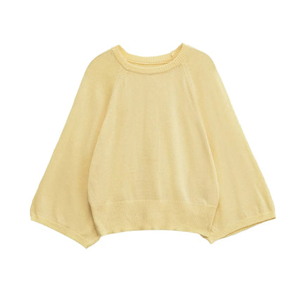 Damen Strickpullover Oversize Rundhals Cremefarben