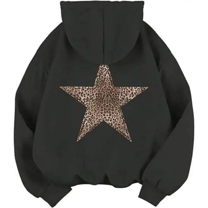 Oversize-hoodie med leopardstjerne og hætte
