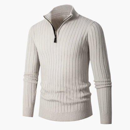 Męski sweter dziany ze stójką i półzamkiem – Elegancki sweter na co dzień i do biura