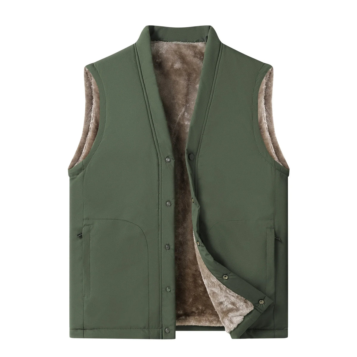 Gilet da uomo con fodera in teddy, collo alto, invernale, caldo e casual
