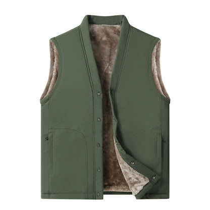 Gilet da uomo con fodera in teddy, collo alto, invernale, caldo e casual