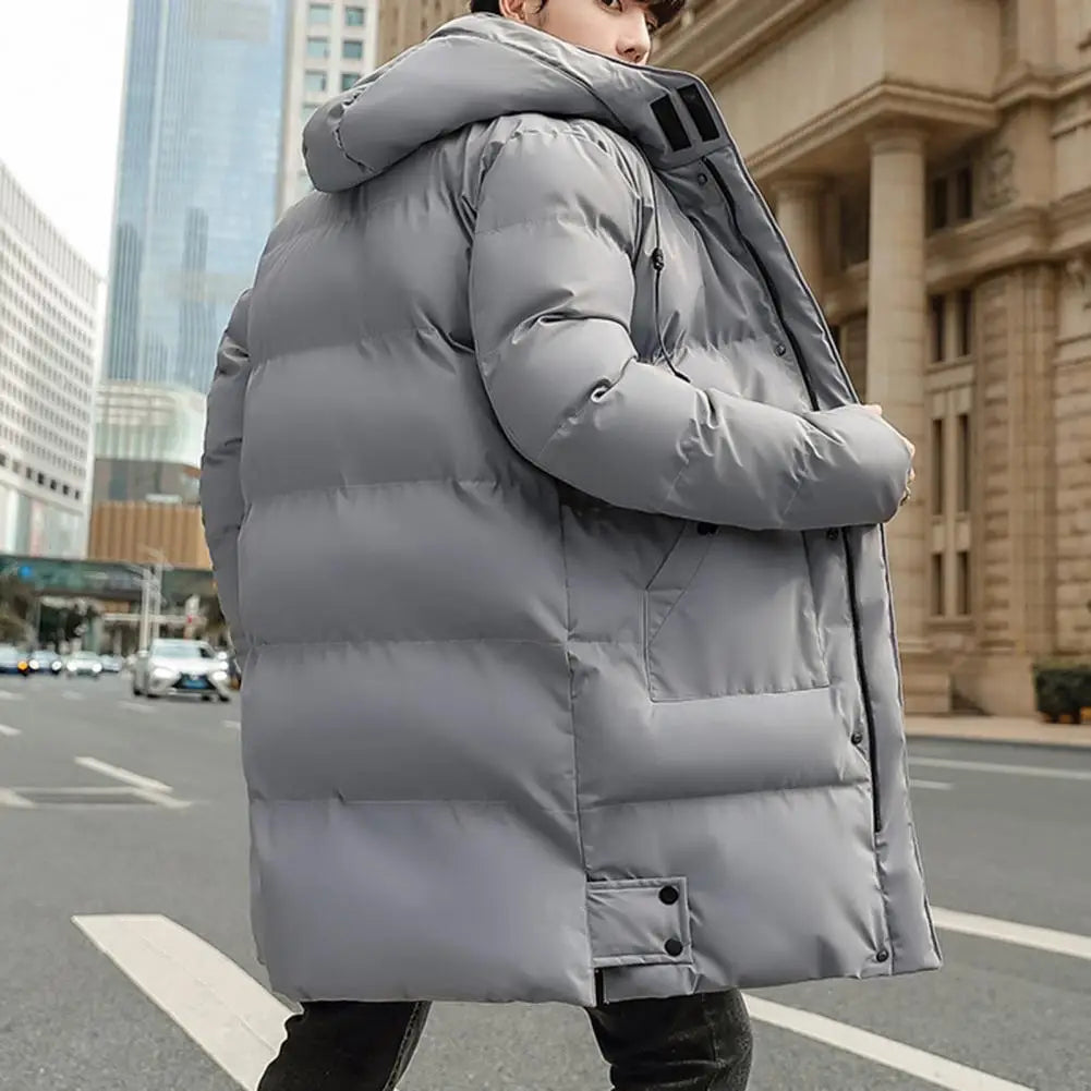 Herren Langer Steppmantel mit Kapuze Warm Winter